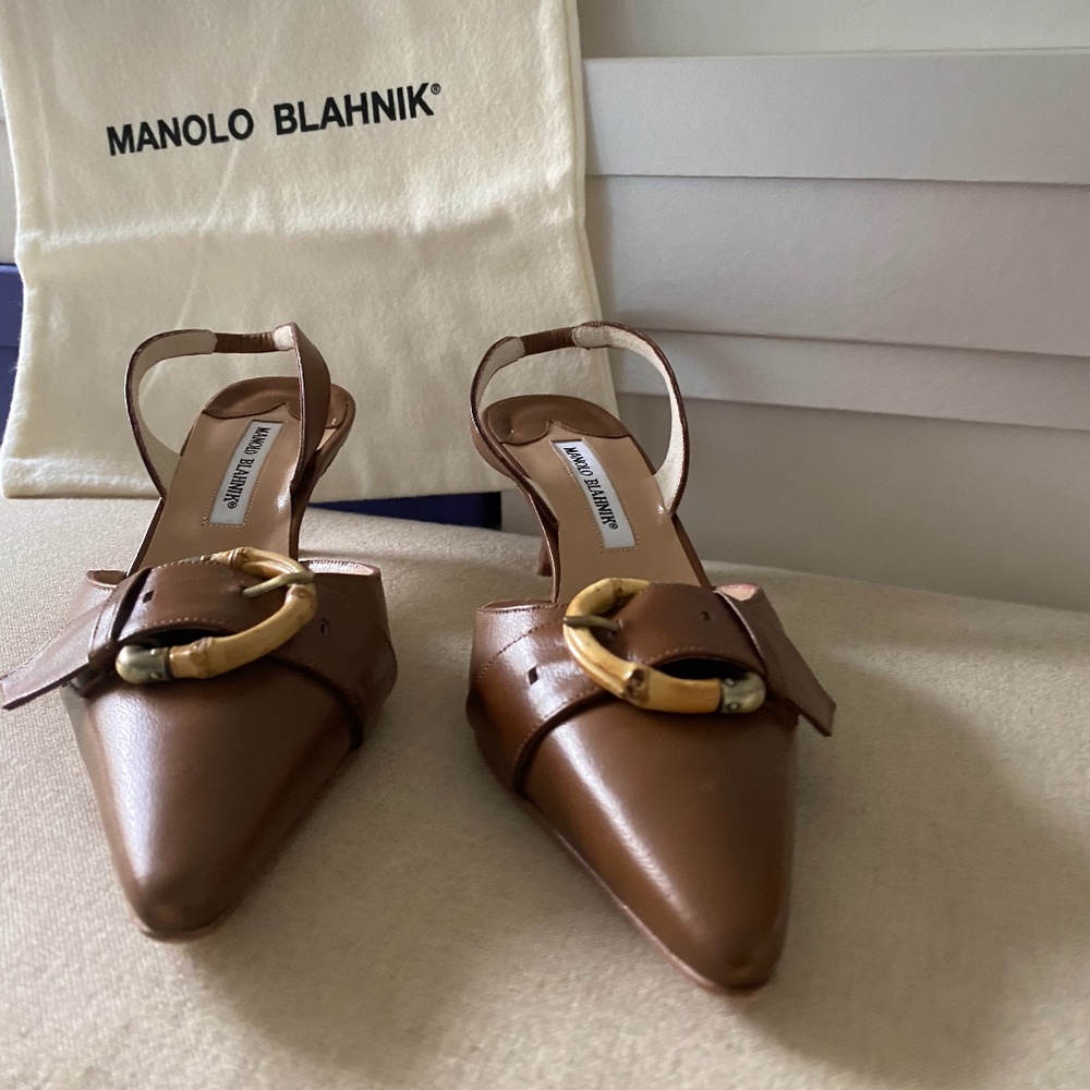 Brown Manolo's with bamboo buckle